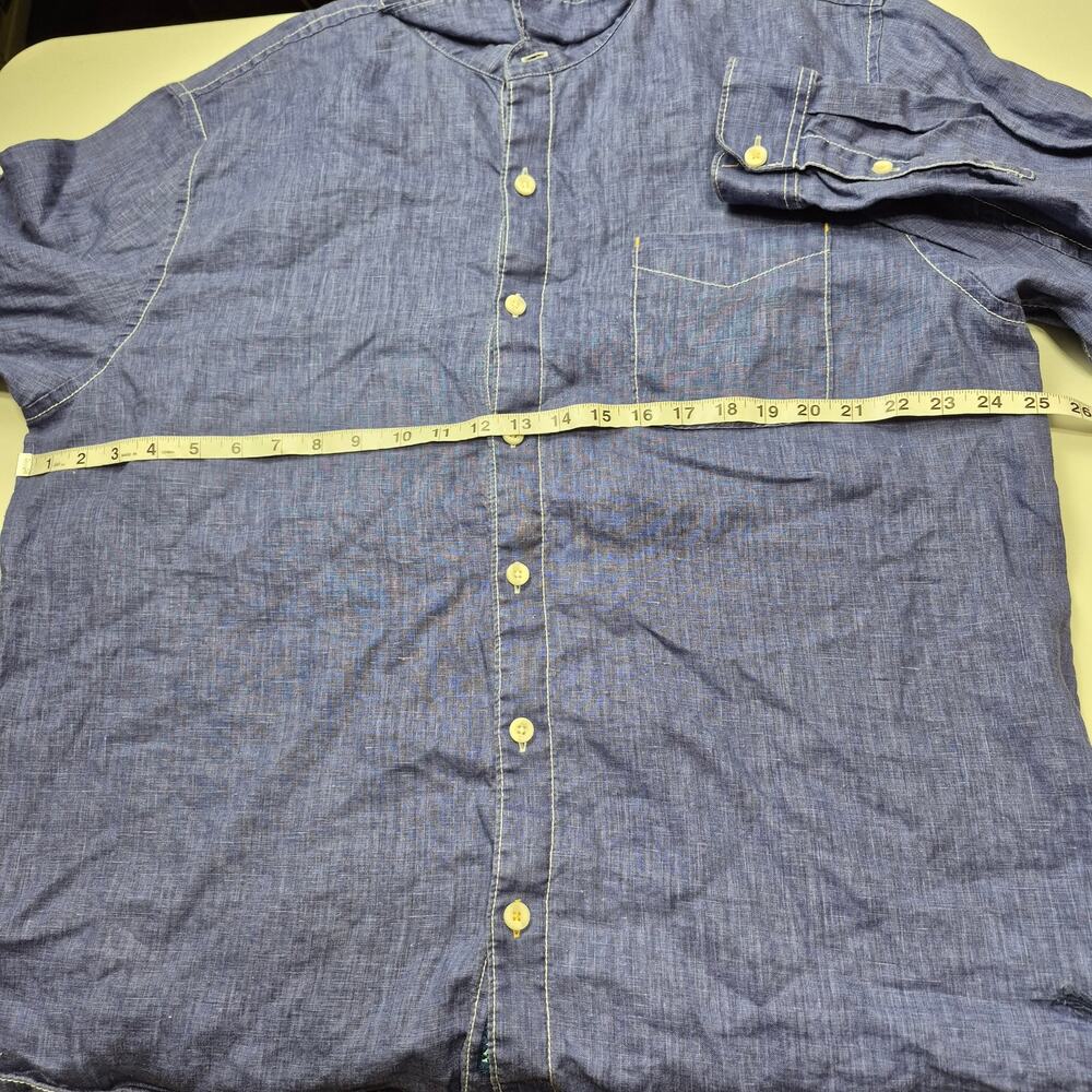 Tommy Bahama Relax Linen Men XXL Long Sleeve Shirt Blue Lightweight Marlin Logo - Picture 7 of 11
